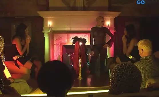 Oiled Brunette Pussy Ridden by Blonde Babe Using a Giant Dildo